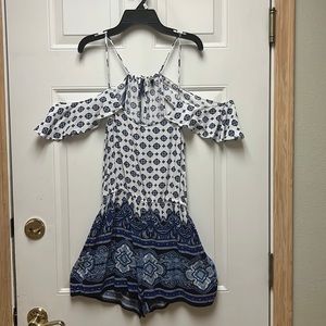 Blue and White Romper
